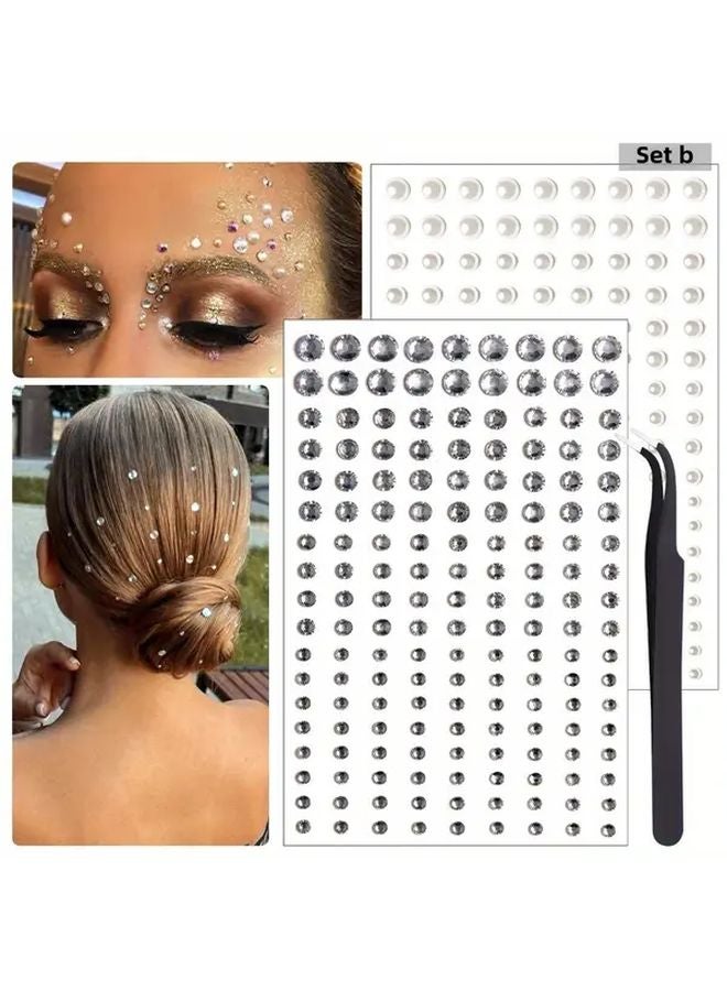 Set B Diamond Pearl Rhinestone Face Stickers Stage Makeup Tear Drill Jewelry - Image 4